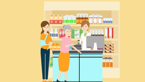 clip art of pharmacist and customers 